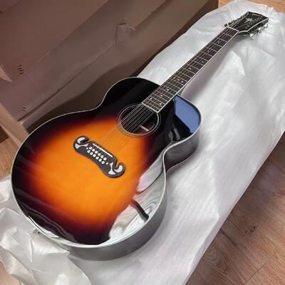 AAAAA 43 pouces de sapin massif haut sj200 jumbo corps d'érable arrière côté guitare acoustique noix d'os en rayonnement de soleil cerisier fournisseur