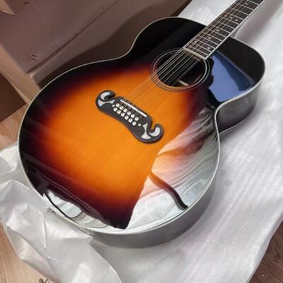 AAAAA 43 pouces de sapin massif haut sj200 jumbo corps d'érable arrière côté guitare acoustique noix d'os en rayonnement de soleil cerisier fournisseur