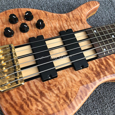 Ken Smith 6 cordes Guitare électrique basse,Arbre d'érable à éclatement Pickups actifs Guitare basse matériel doré fournisseur