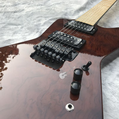 Guitare électrique personnalisée Marron Rosewood Top Couvert Maple Fingerboard 7 cordes Double swing Logo personnalisable fournisseur