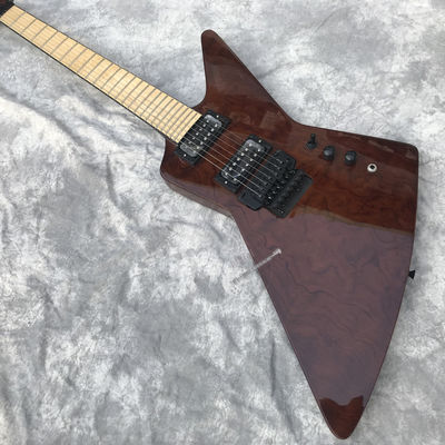 Guitare électrique personnalisée Marron Rosewood Top Couvert Maple Fingerboard 7 cordes Double swing Logo personnalisable fournisseur