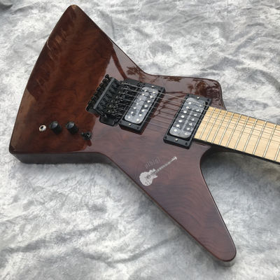 Guitare électrique personnalisée Marron Rosewood Top Couvert Maple Fingerboard 7 cordes Double swing Logo personnalisable fournisseur