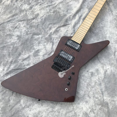 Guitare électrique personnalisée Marron Rosewood Top Couvert Maple Fingerboard 7 cordes Double swing Logo personnalisable fournisseur