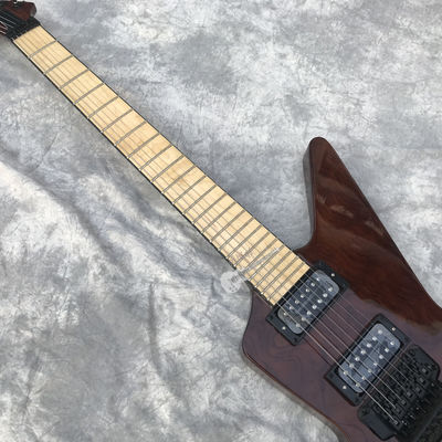 Guitare électrique personnalisée Marron Rosewood Top Couvert Maple Fingerboard 7 cordes Double swing Logo personnalisable fournisseur
