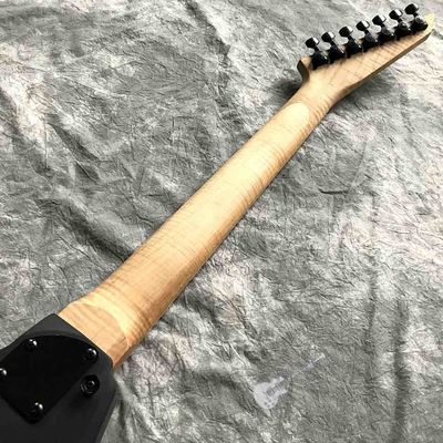 Couverture de flamme personnalisée à 7 cordes couvercle de flamme coupe d'érable liant le tableau d'empreintes digitales bord de côté Light Point Guitare électrique fournisseur