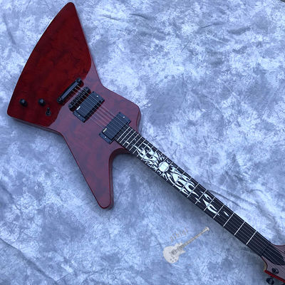 Guitare électrique personnalisée en bois de rose couvert par le haut Hardware noir en Bourgogne fournisseur