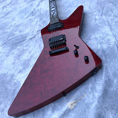 Guitare électrique personnalisée en bois de rose couvert par le haut Hardware noir en Bourgogne fournisseur