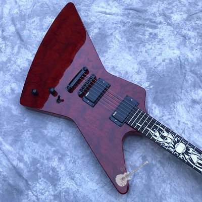 Guitare électrique personnalisée en bois de rose couvert par le haut Hardware noir en Bourgogne fournisseur