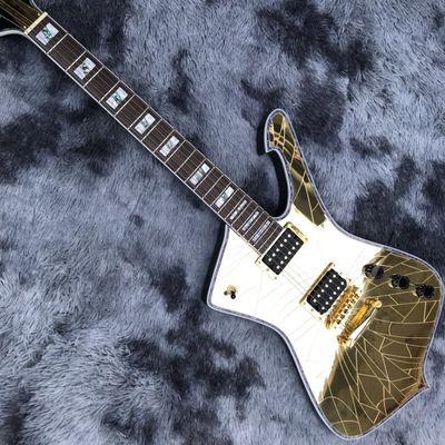 Grand Custom Gold Crack Mirror Paul PS10LTD Guitare Ice Man Guitare électrique à reliure blanche fournisseur