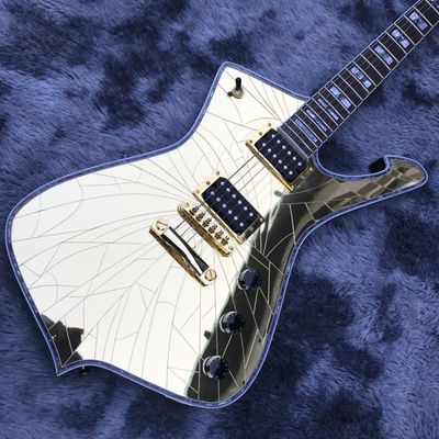 Grand Custom Gold Crack Mirror Paul PS10LTD Guitare Ice Man Guitare électrique à reliure blanche fournisseur
