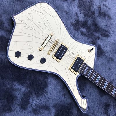Grand Custom Gold Crack Mirror Paul PS10LTD Guitare Ice Man Guitare électrique à reliure blanche fournisseur
