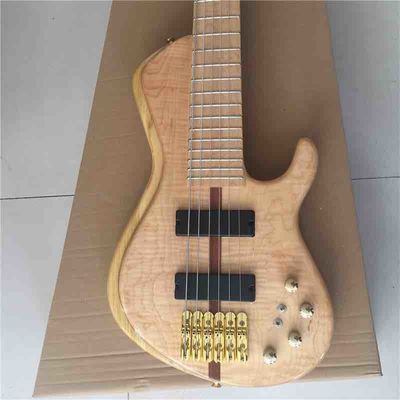 Disque porté sur mesure en érable haut 6 cordes basse Guitare cou à travers le corps ébène tableau d'empreintes digitales Active Pickups Bass électrique fournisseur