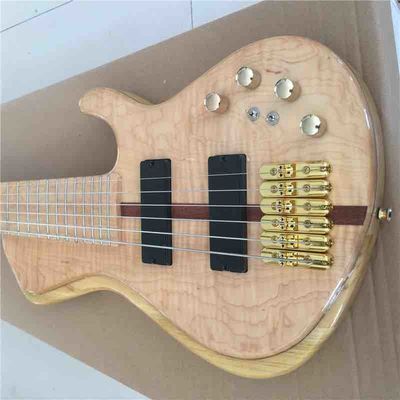 Disque porté sur mesure en érable haut 6 cordes basse Guitare cou à travers le corps ébène tableau d'empreintes digitales Active Pickups Bass électrique fournisseur