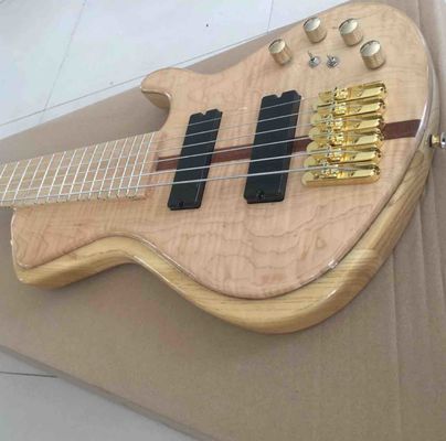 Disque porté sur mesure en érable haut 6 cordes basse Guitare cou à travers le corps ébène tableau d'empreintes digitales Active Pickups Bass électrique fournisseur