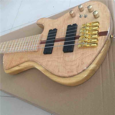 Disque porté sur mesure en érable haut 6 cordes basse Guitare cou à travers le corps ébène tableau d'empreintes digitales Active Pickups Bass électrique fournisseur