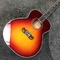 J200 personnalisé Flamed Maple Back Side Abalone Binding 550A Guitare électronique acoustique dans Sunburst fournisseur
